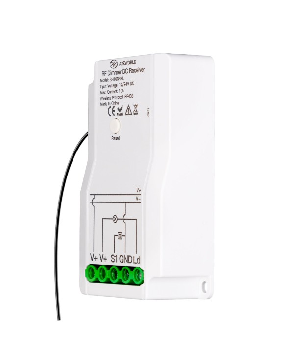 Ricevitore RF DC Led Dimmer Senza Fili 12V 24V 10A Ingresso Radio Frequenza e Pulsante NO