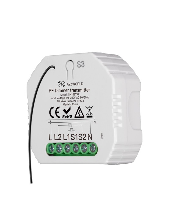 Trasmettitore RF Con Funzione di Dimmer Per Pulsante NO Compatibile Con Tutte Serie Civile