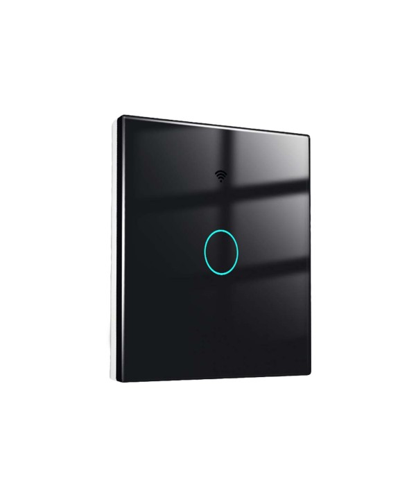 Interruttore Wifi Da Parete 86X86 Pannello Touch 1 Tasto Colore Nero WiFi + RF 433 Compatibile con Amazon Alexa e Google Home