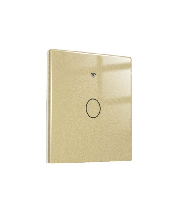 Interruttore Wifi Da Parete 86X86 Pannello Touch 1 Tasto Colore Oro WiFi + RF 433 Compatibile con Amazon Alexa e Google Home