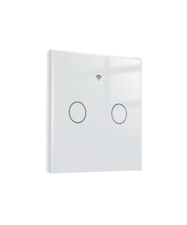 Interruttore Wifi Da Parete 86X86 Pannello Touch 2 Tasti Colore Bianco WiFi + RF 433 Compatibile con Amazon Alexa e Google Home