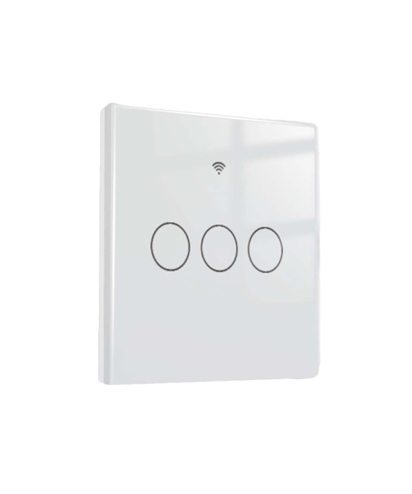 Interruttore Wifi Da Parete 86X86 Pannello Touch 3 Tasti Colore Bianco WiFi + RF 433 Compatibile con Amazon Alexa e Google Home
