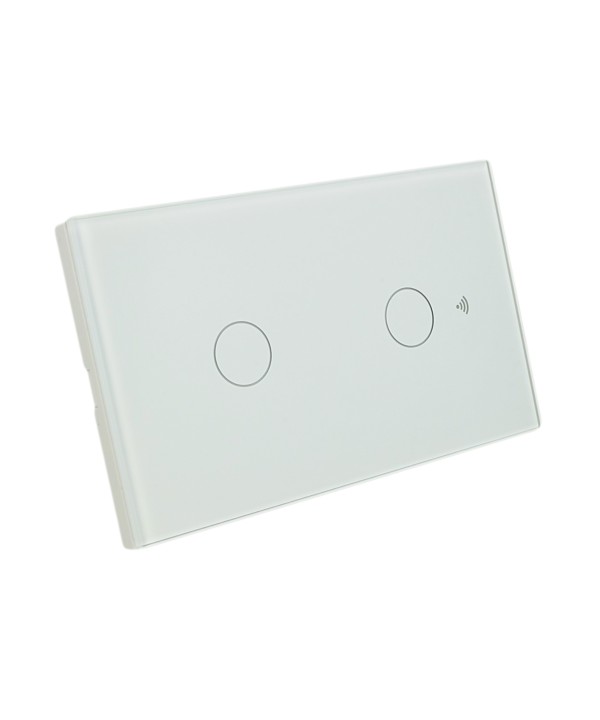 Interruttore Wifi Da Parete Pannello Touch 2 Tasti Colore Bianco WiFi + RF 433 Compatibile con Amazon Alexa e Google Home