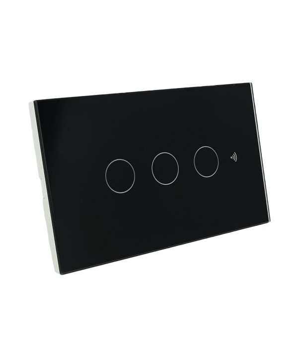 Interruttore Wifi Da Parete Pannello Touch 3 Tasti Colore Nero WiFi + RF 433 Compatibile con Amazon Alexa e Google Home