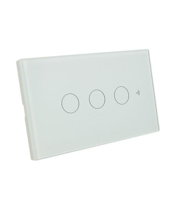 Interruttore Wifi Da Parete Pannello Touch 3 Tasti Colore Bianco WiFi + RF 433 Compatibile con Amazon Alexa e Google Home
