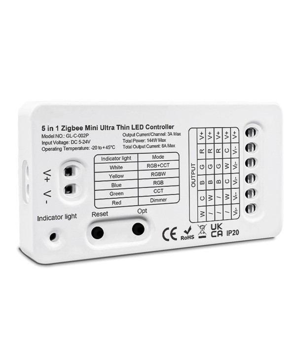 Mini ZigBee Controller 12V 24V 5 In 1 Per Striscia Led Da Mono Colore Fino a 5 Canali Con Philips HUE 3.0 e Amazon Alexa Echo (4ª generazione) o Echo Studio