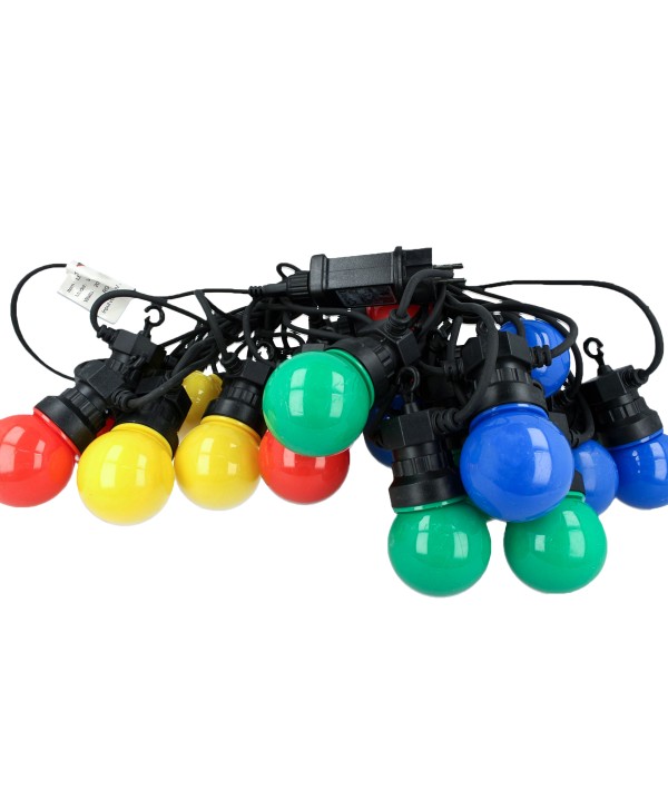 Stringa Catena Con 20 Lampade Led RGBY Rotolo da 10 Metri IP44 Per Giardino Festa Matrimonio Natale Halloween SKU-7438