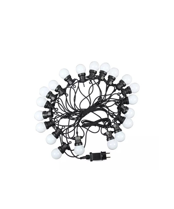 Stringa Catena Con 20 Lampade Led Freddo 6000K Rotolo da 10 Metri Per Giardino Festa Matrimonio Natale Halloween SKU-7440