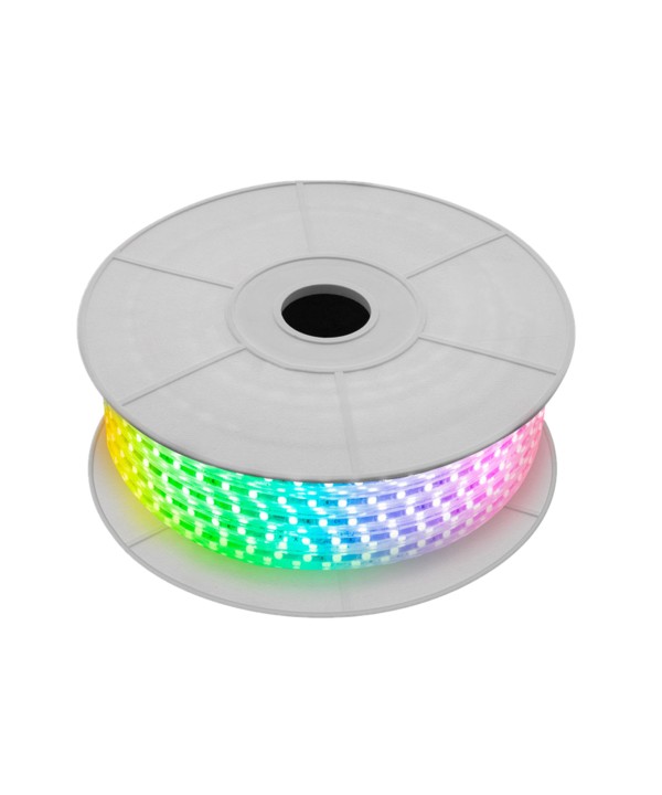 Bobina 100M Striscia Led 220V RGB IP65 Passo 10mm 9W/M Tagliabile 100cm 60 smd 5050/m