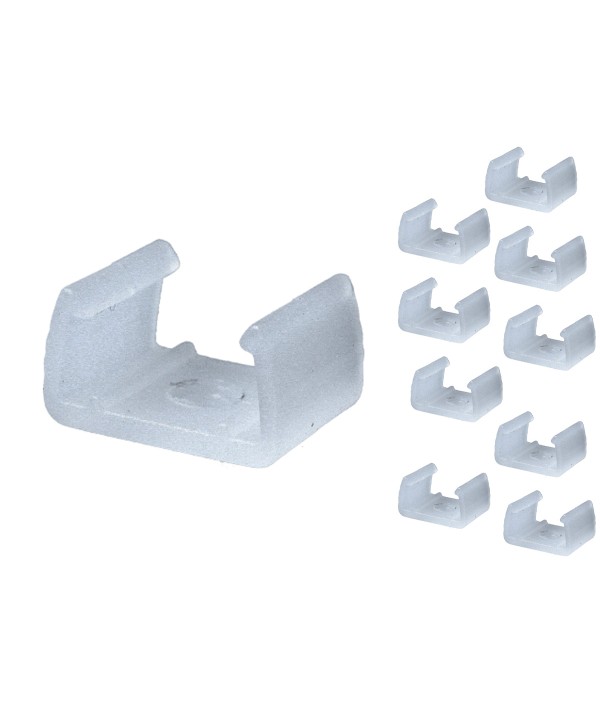 10 Clip Fissaggio Rigido Per Striscia Led Impermeabile Passo da 10mm Dimensione Interno 14X7mm