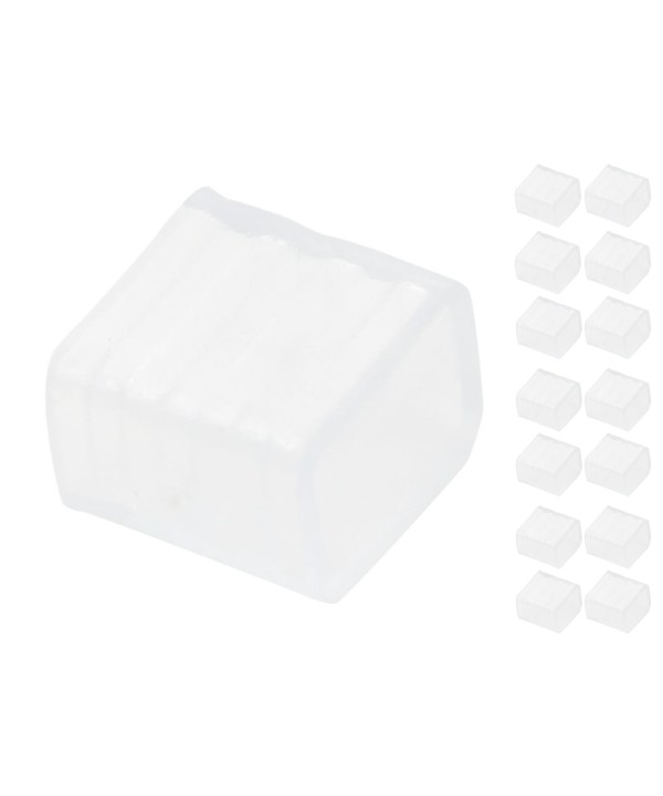 15 Gommini PVC Termine Per Chiusure Striscia Led Impermeabile Passo 10mm Interno 13X7mm