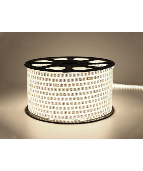 Bobina 100M Striscia Led 220V Bianco Freddo 6500K IP65 Passo 12mm 12W/M 1300LM/W Tagliabile 20cm Doppia Fila 120 smd 2835/m