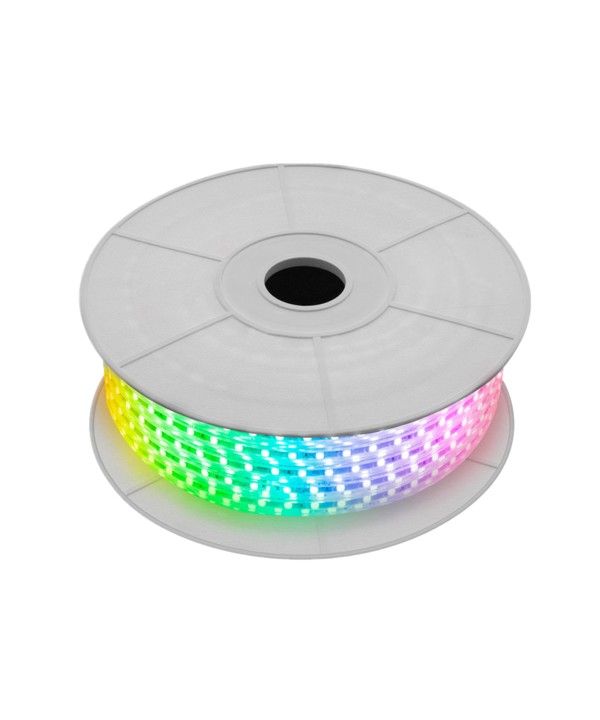 Bobina 100M Striscia Led 220V RGB IP65 Passo 12mm 12W/M Tagliabile 100cm Doppia Fila 120 smd 5050/m