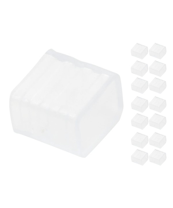 15 Gommini PVC Termine Per Chiusure Striscia Led Impermeabile Passo 12mm Interno 16X8mm