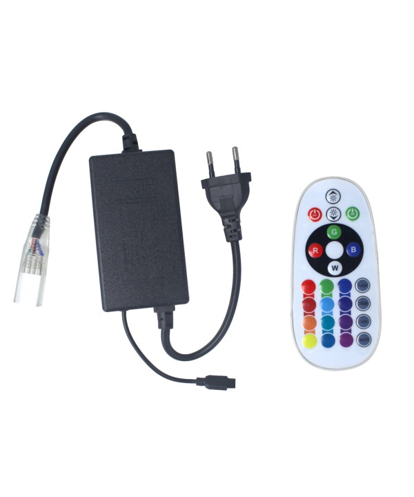 Spina Alimentatore Trasformatore Raddrizzatore 4 Pin Passo 12mm Connettore Rapido Tapo Incluso Per Striscia Led 220V RGB Modello Con Telecomando