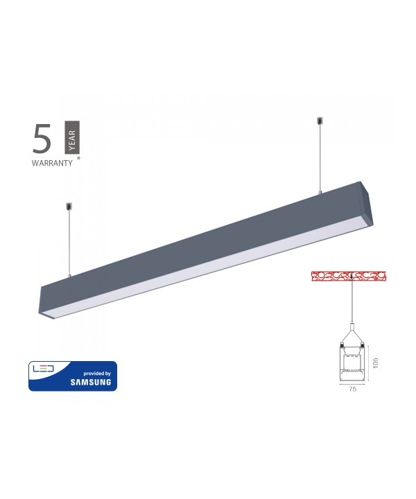 Lampada Led Lineare A Sospensione 60W Corpo Nero Doppia Illuminazione UP-DOWN Dimmerabile 1-10V SKU-379