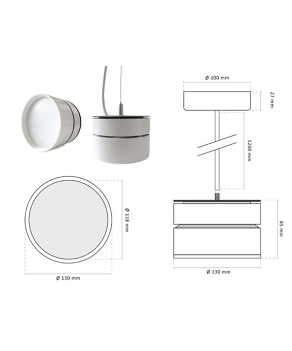 Lampada Faretto Led A Sospensione Moderna Da Soffitto 16W 220V Bianco Caldo