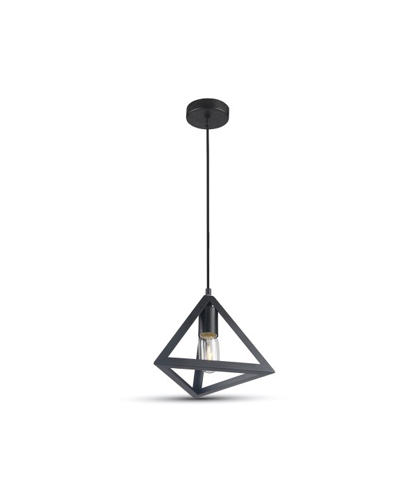 Lampadario a Sospensione Forma Piramide in Metallo Colore Nero Opaco Con Portalampada E27 Max 60W SKU-3832