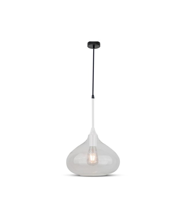 Lampadario a Sospensione Decanter in Vetro Lucido Attacco E27 Colore Bianco SKU-3884