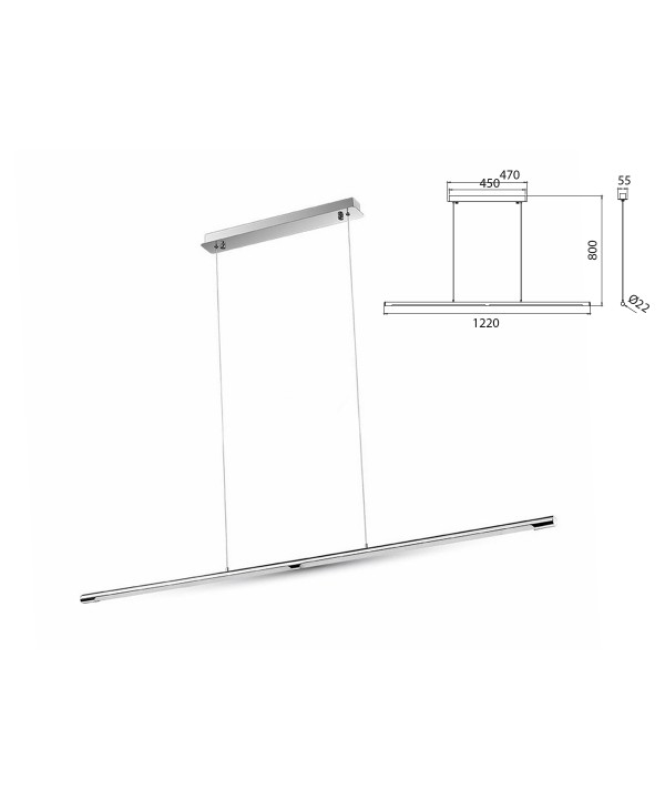 Lampada Led A Sospensione Moderno Designer Sleek Lunghezza 1220mm 24W 4000K SKU-3891