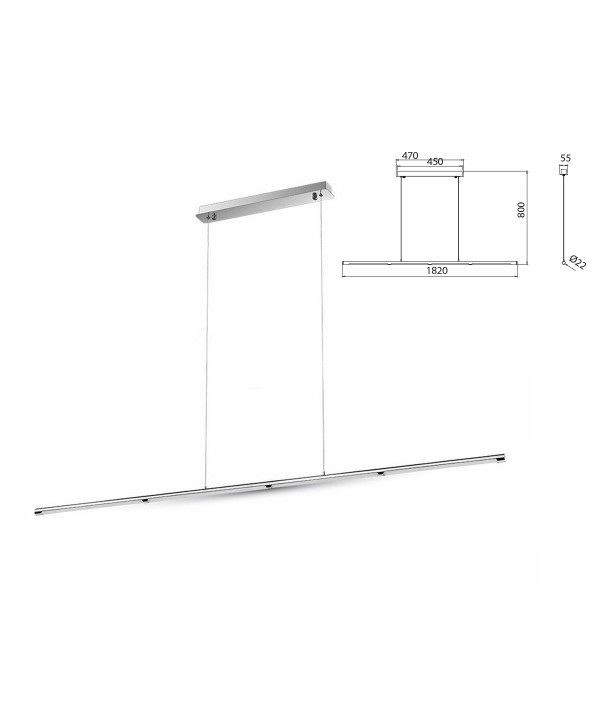 Lampada Led A Sospensione Moderno Designer Sleek Lunghezza 1820mm 36W 4000K SKU-3892