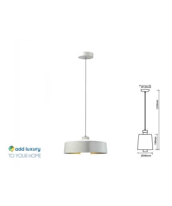Lampadario Led a Sospensione Scodella Ciotola in Metallo 7W 3000K Colore Bianco Interno Plexiglass SKU-3939