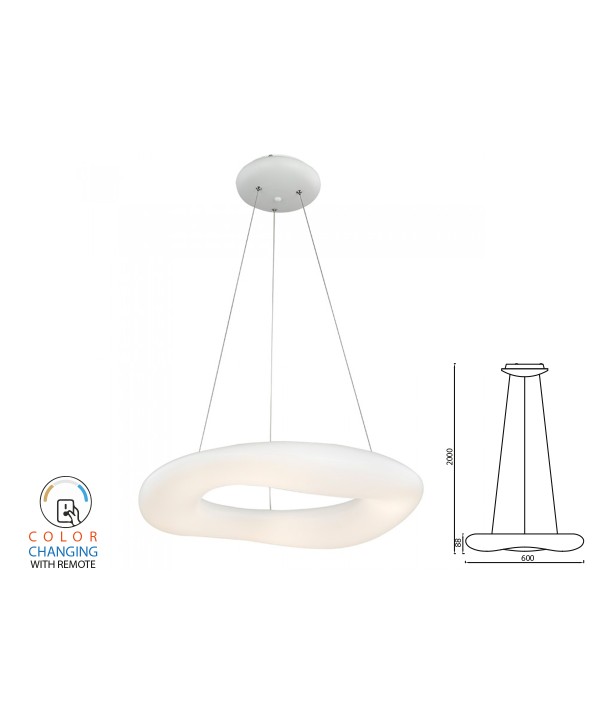 Lampada Led A Sospensione Moderno Circolare CCT Diametro 600mm 38W Dimmerabile Telecomando 3 In 1 SKU-3959