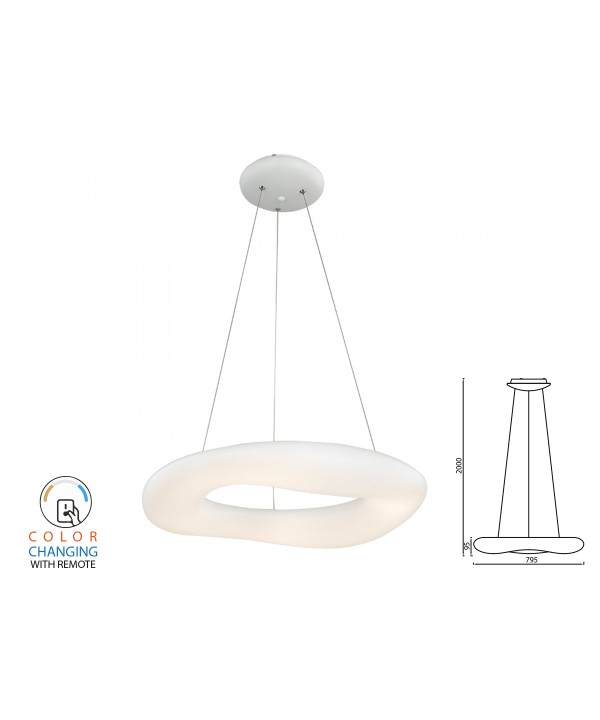 Lampada Led A Sospensione Moderno Circolare CCT Diametro 750mm 82W Dimmerabile Telecomando 3 In 1 SKU-3960