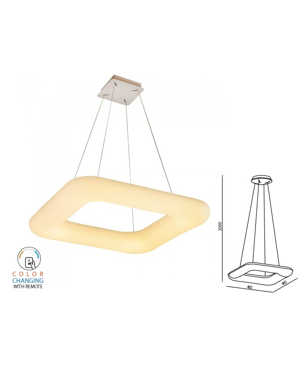 Lampada Led A Sospensione Moderno Quadrata CCT 460X460mm 40W Dimmerabile Telecomando 3 In 1 SKU-3962