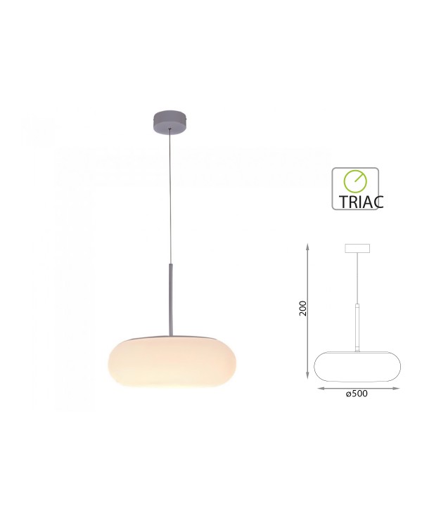 Lampada Led A Sospensione Moderna Rotonda Colore Bianco Diametro 500mm 40W 3000K Dimmerabile Triac SKU-40031