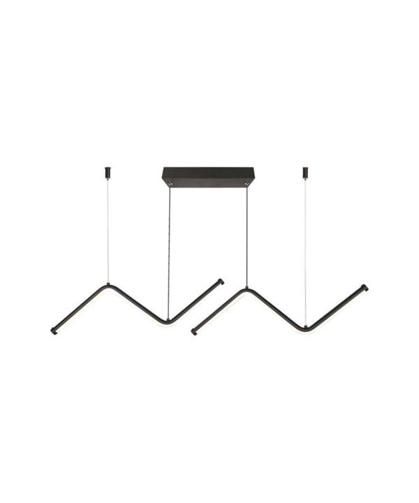 Lampadario LED a Sospensione 12W 1280lm dal Design Moderno Doppia Barra Led ZigZag Colore Nero 4000K SKU-6937