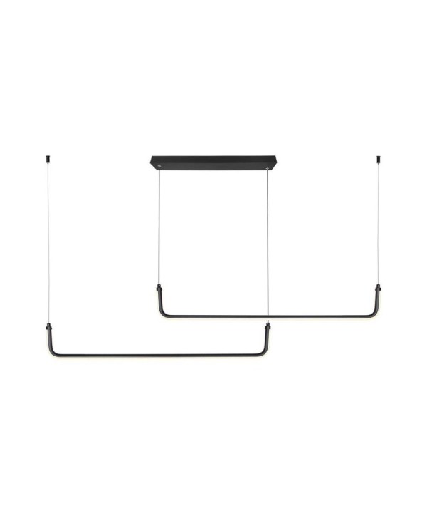 Lampadario LED a Sospensione 24W 2500lm dal Design Moderno Doppia Barra Led Con 3 Punti Fissaggio Colore Nero 4000K SKU-6941
