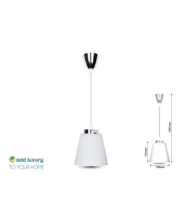 Lampadario Led a Sospensione Campana Coppa in Plastica Bianca 7W 4000K Base Cromato SKU-8505
