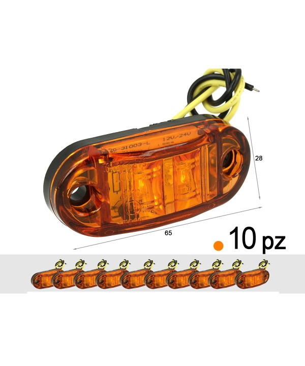 10 Pezzi Fanali Laterali Led 24V 12V Aracione Per Luci Ingombro Cortesia Targa Cupola Cappa Camion Rimorchio Caravan Furgone