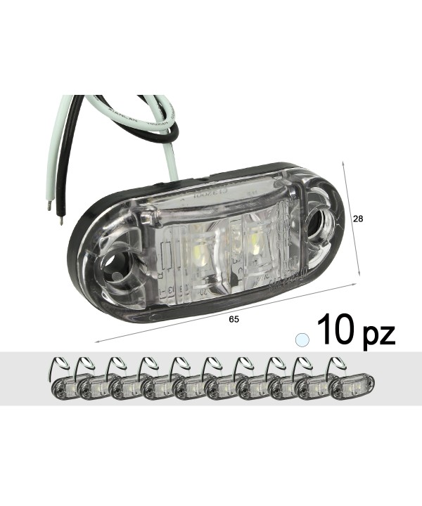 10 Pezzi Fanali Laterali Led 24V 12V Bianco Freddo Per Luci Ingombro Cortesia Targa Cupola Cappa Camion Rimorchio Caravan Furgone