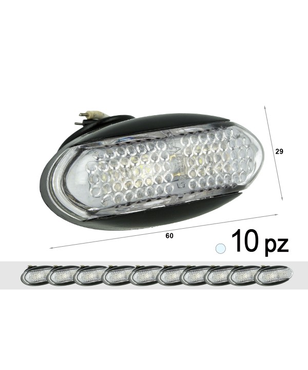 10 Pezzi Fanali Laterali Led 24V 12V Bianco Freddo Per Luce Ingombro Cortesia Targa Cupola Cappa Camion Rimorchio Caravan Furgone