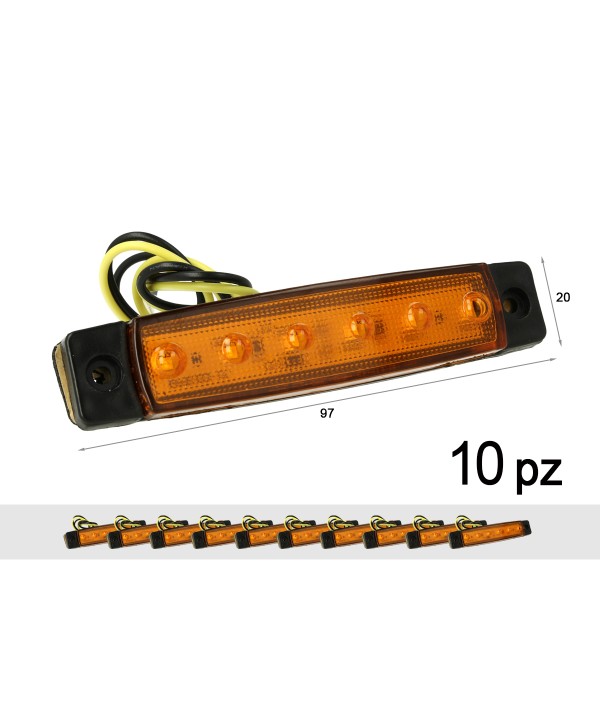 10 Pezzi Fanali Laterali Led 24V 12V Colore Arancione Per Luce Ingombro Cortesia Targa Cupola Cappa Camion Rimorchio Caravan Furgone