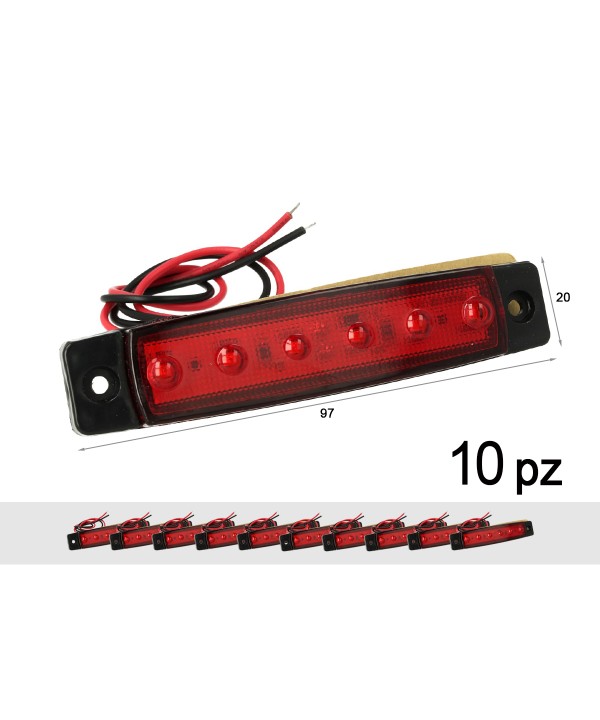 10 Pezzi Fanali Laterali Led 24V 12V Colore Rosso Per Luce Ingombro Cortesia Targa Cupola Cappa Camion Rimorchio Caravan Furgone