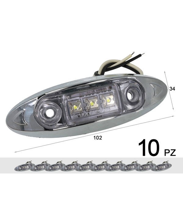 10 Pezzi Fanali Laterali Led 24V 12V Bianco Freddo Per Luci Ingombro Cortesia Targa Cupola Cappa Camper Trattore Autocarro Barca
