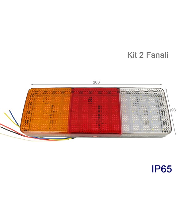 Kit Fanali Led Posteriori 24V 12V Con Luci Posizioni Stop Frecce Retromarcia 4 In 1 Per Camion Rimorchio Furgone