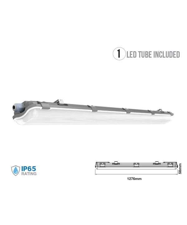 Plafoniera 120cm Con 2 Tubi Led Da 18W Incluso Bianco Neutro 4000K IP65 Tri Proof Led Lamp Light SKU-6387