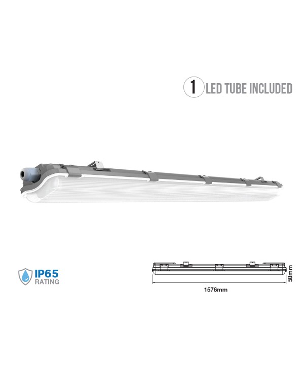 Plafoniera 150cm Con 2 Tubi Led Da 22W Incluso Bianco Neutro 4000K IP65 Tri Proof Led Lamp Light SKU-6388