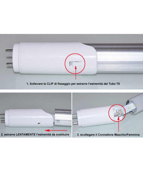 Tubo Neon A Led T8 60cm 9W Bianco Freddo 6000K Driver Sostituibile 1000 Lumens