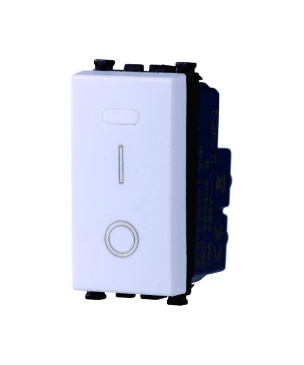 ETTROIT Interruttore 16A Bipolare 0-1 Colore Bianco Compatibile Con Vimar Arke