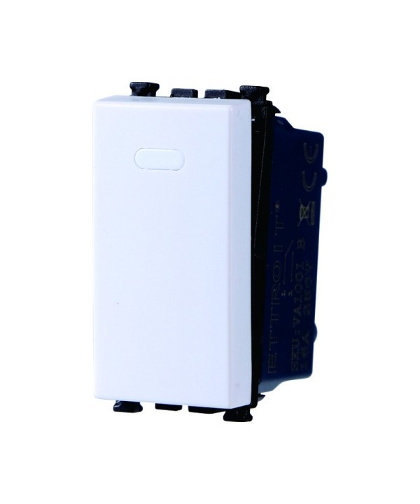 ETTROIT Pulsante 1P 16A Unipolare Colore Bianco Compatibile Con Vimar Arke