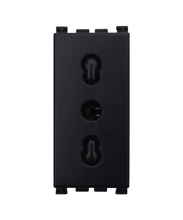 ETTROIT Presa Bipasso Bivalente 2P+T 10/16A Colore Nero Compatibile Con Vimar Arke