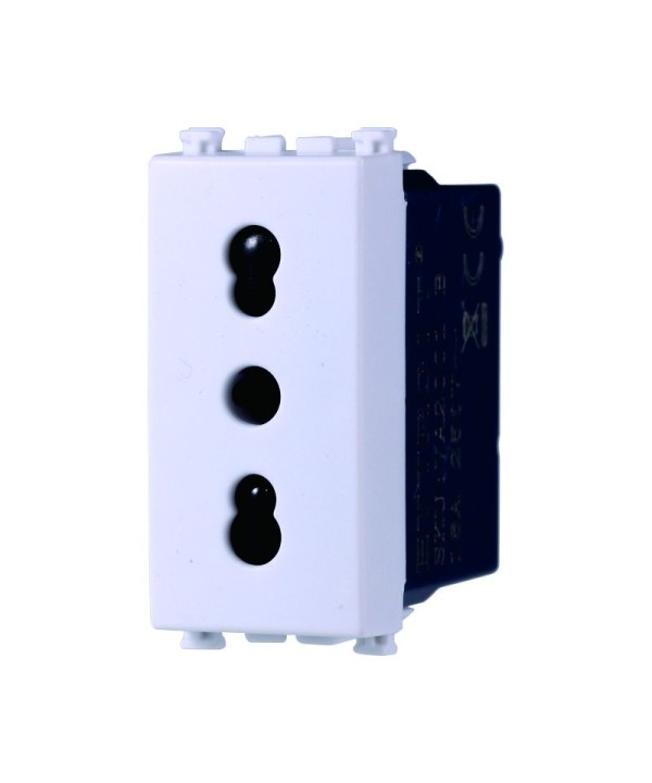ETTROIT Presa Bipasso Bivalente 2P+T 10/16A Colore Bianco Compatibile Con Vimar Arke