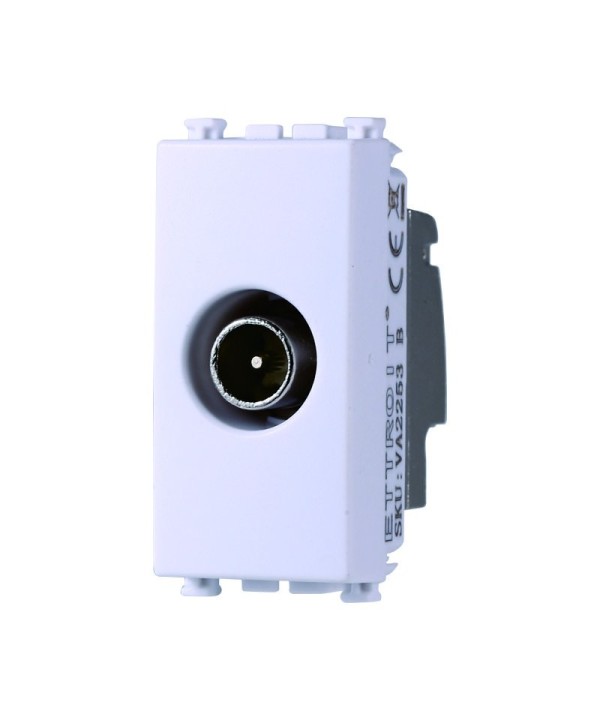 ETTROIT Connettore Presa TV Passante Maschio Colore Bianco Compatibile Con Vimar Arke