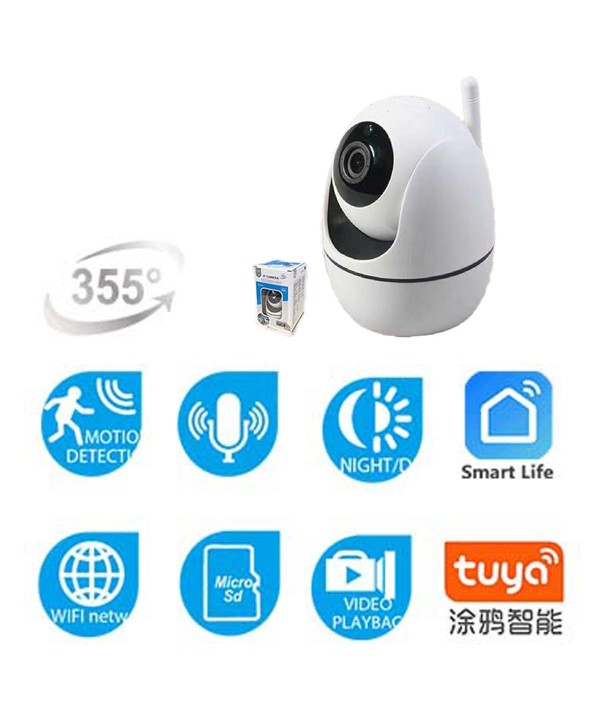 Telecamera di Sicurezza Wi-Fi 2MP Supporta 2.4 e 5Ghz Videocamera di Sorveglianza Regolabile 355 Sensore di Movimento Integrato Modello 7447