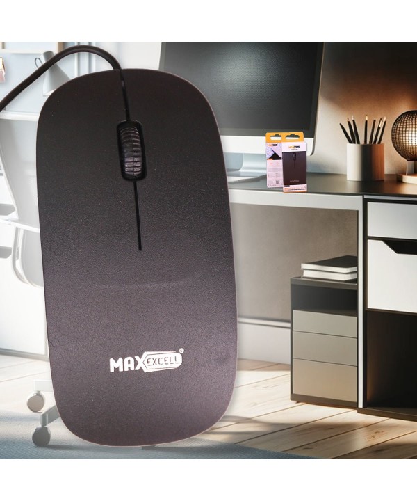 Mouse Ottico USB 2.0 Leggera e Slim da Lavoro Ufficio Viaggio Uso Personale con Cavo da 1.25 metri Modello Piatto 2965 a 2 Tasti Rotella Cliccabile